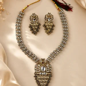 Premium Imported Antique Kundan Sita Haar Set with Matching Earrings – Antique Gold Finish | Imported from India