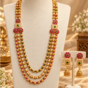Premium Jaipur Multicolor Beaded Mohan Mala Set with Matching Earrings