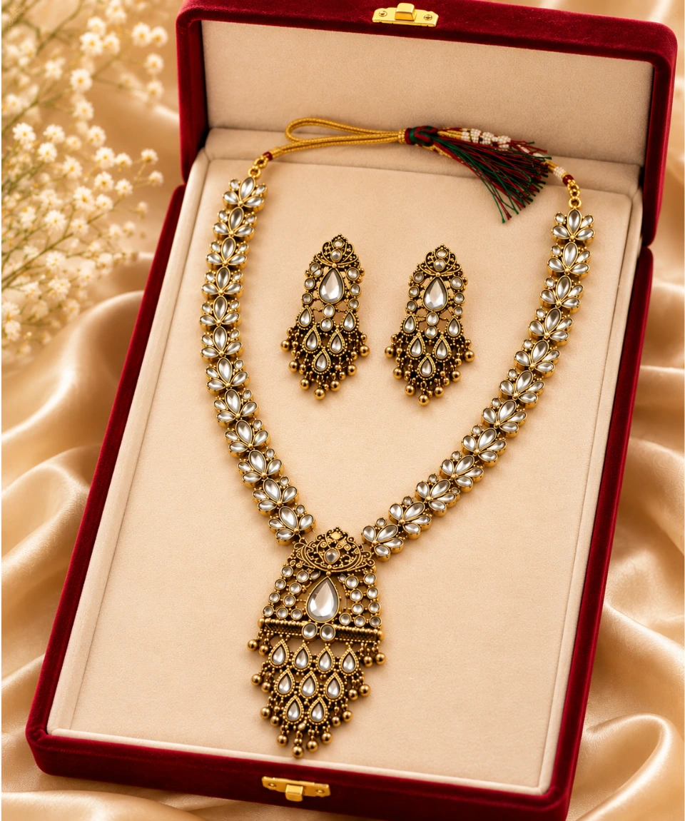 Premium Antique Kundan Floral Sita Haar Set