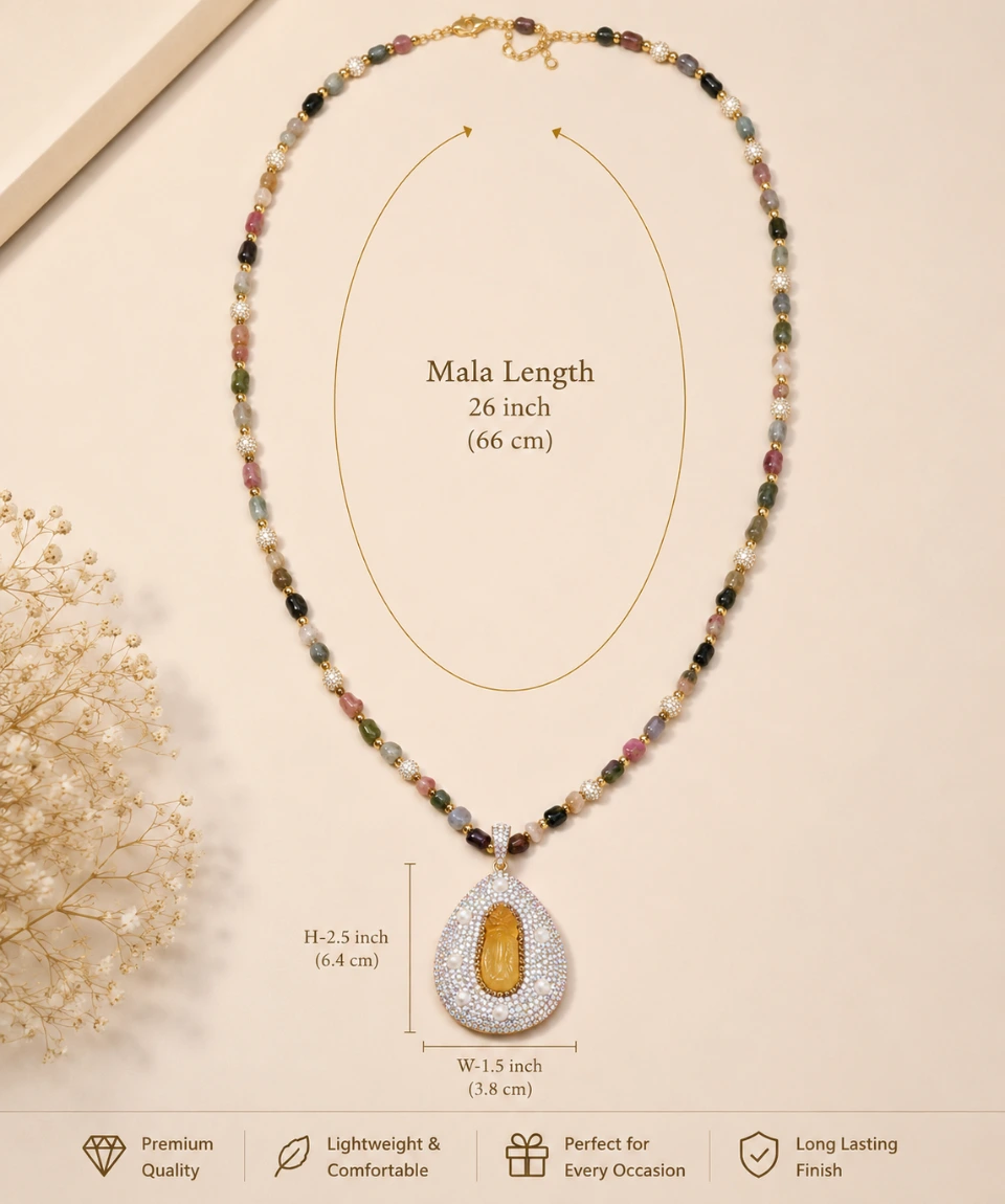 Aurora Crystal Teardrop Statement Necklace â Natural Stone Edition - Image 2