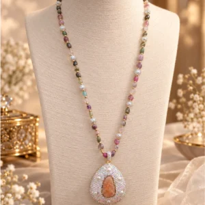Aurora Crystal Teardrop Statement Necklace