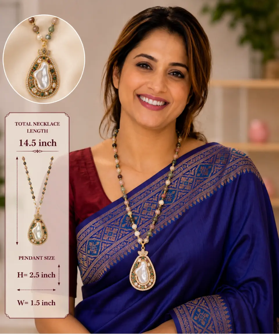Premium Druzy Baroque Pearl Statement Pendant Necklace - Image 4