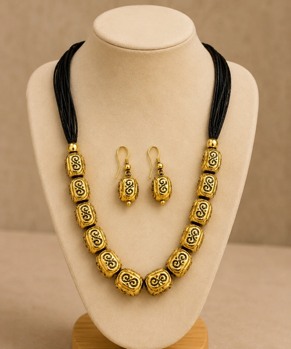 Fusion Heritage Antique Beaded Necklace Set - Image 3