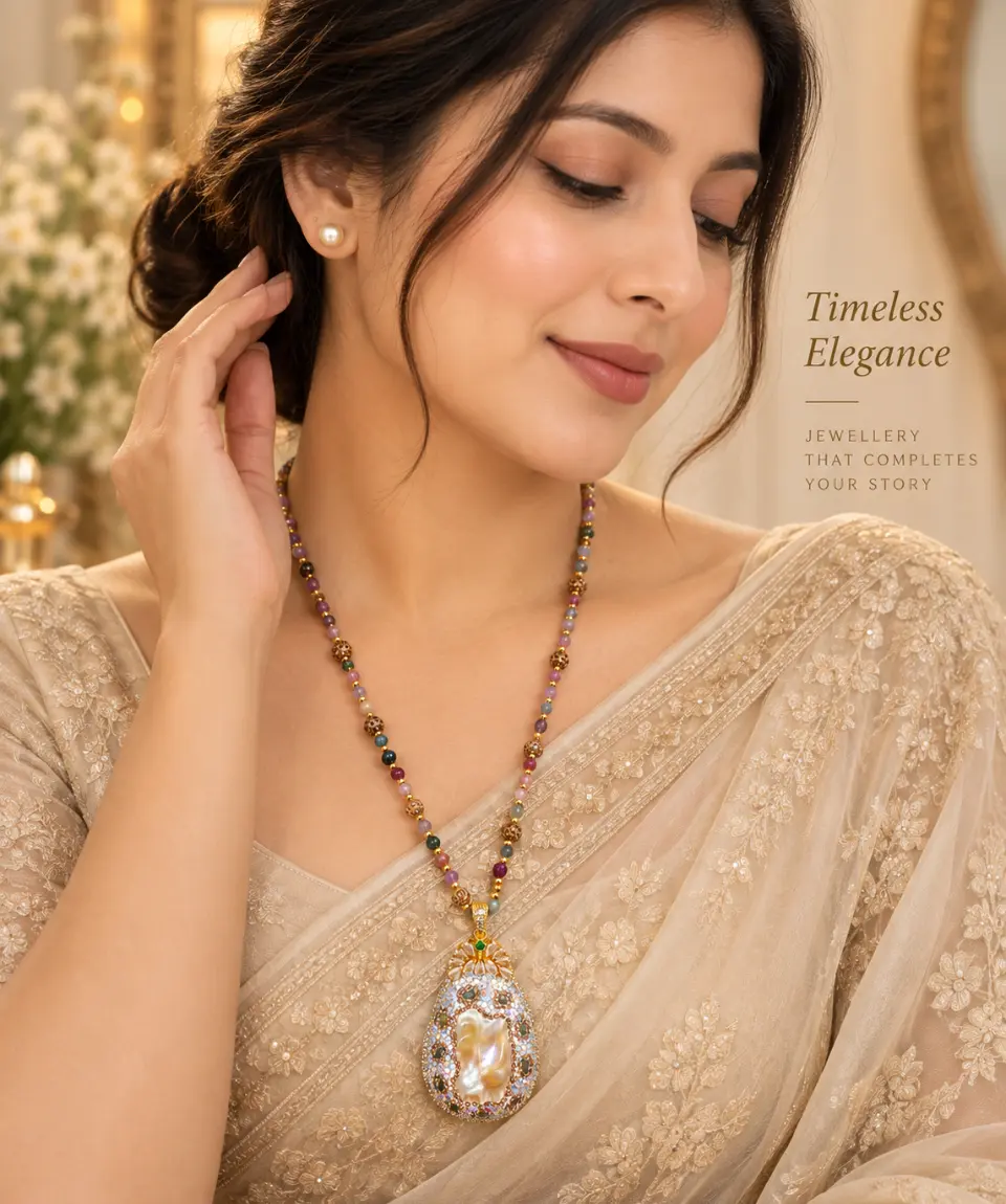 Premium Druzy Baroque Pearl Statement Pendant Necklace - Image 3