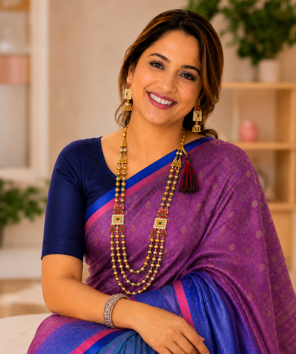 Premium Jaipur Multicolor Beaded Mohan Mala Set with Matching Earrings - Image 2