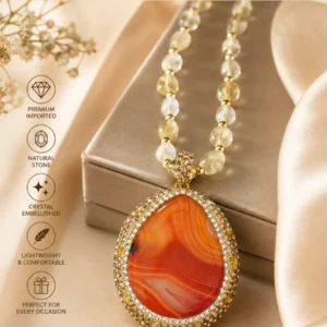 Royal Carnelian Natural Stone Statement Necklace