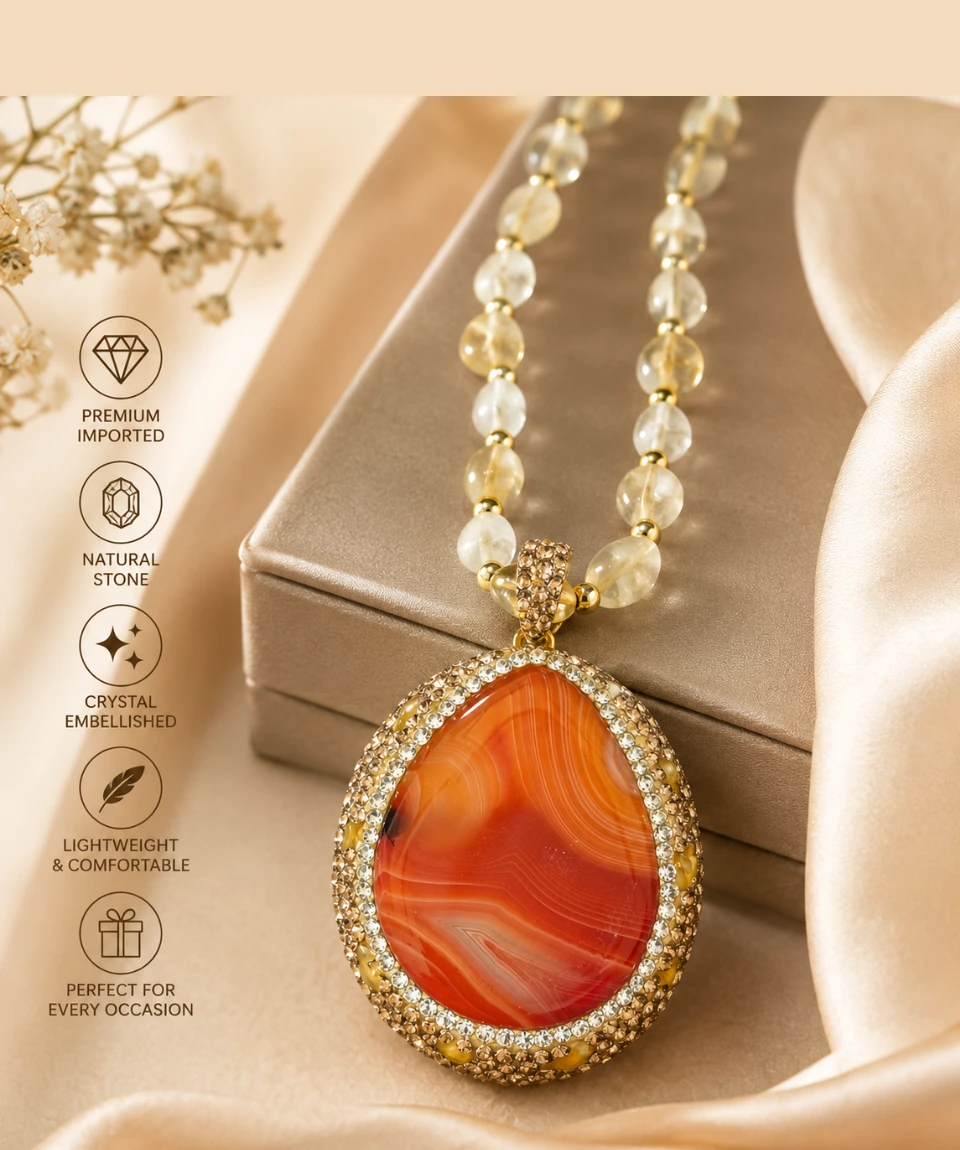 Royal Carnelian Natural Stone Statement Necklace