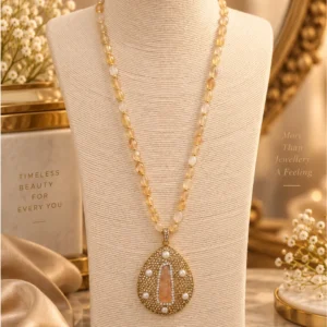 Premium Turkish-Inspired Stone Pearl Statement Pendant Necklace