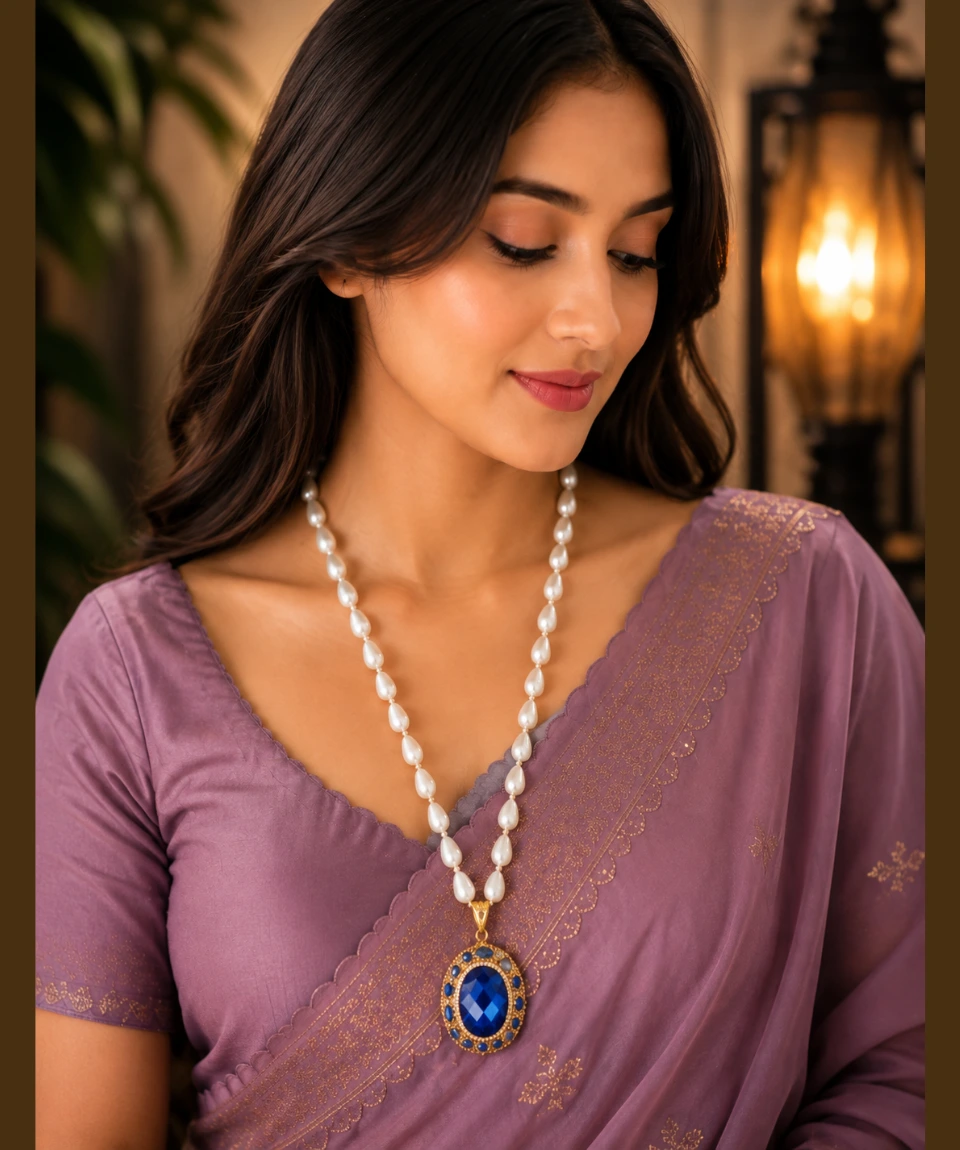 Imperial Blue Stone Statement Necklace - Image 2