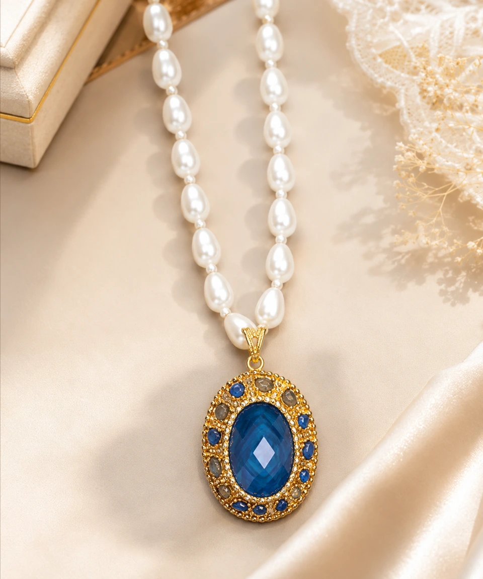 Imperial Blue Stone Statement Necklace