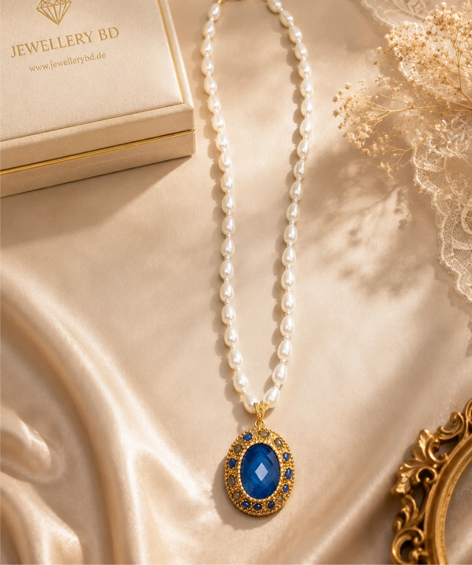 Imperial Blue Stone Statement Necklace - Image 3