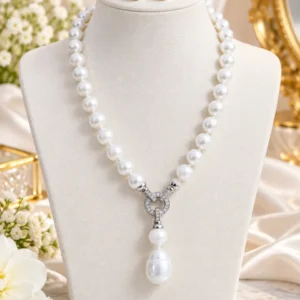 Imported Baroque Pearl & Shell Pearl Statement Necklace