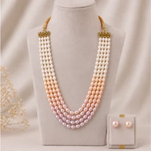 Imported Real Pearl Royal Elegance Multi-Strand Necklace Set
