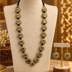 Antique Gold Floral Bead Necklace Set – Traditional Heritage Collection