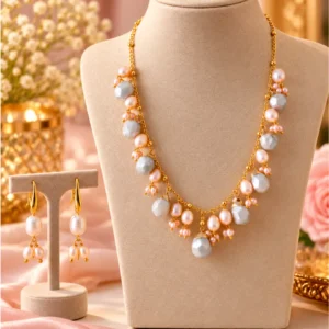 Blush Pearl Cascade – Imported Premium Freshwater Pearl Necklace