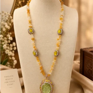 Golden Aura Luxe – Premium Statement Stone Necklace