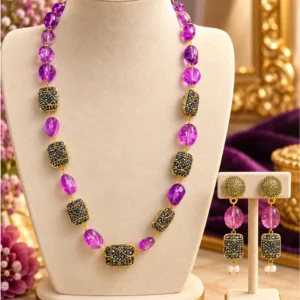 Imperial Amethyst Glow – Premium Gemstone Necklace & Earring Set