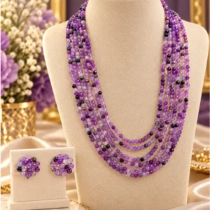 Imperial Purple Luxe – Imported Premium Grade Zircon Multi-Layer Necklace Set