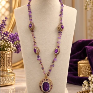 Royal Amethyst Grandeur – Premium Purple Gemstone Statement Necklace
