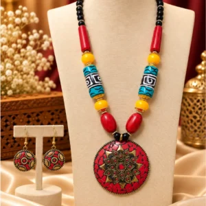Royal Mosaic Heritage Necklace Set with Matching Earrings