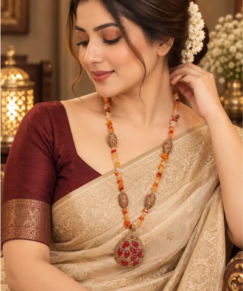 Royal Ruby Cascade Statement Necklace - Image 2