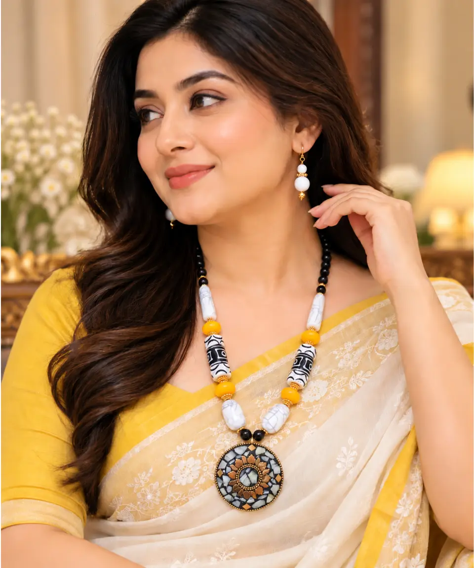 Jaipur Heritage Mosaic Statement Necklace Set - Image 2