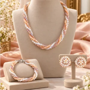 Premium Imported Real Pearl 3-Piece Jewellery Set