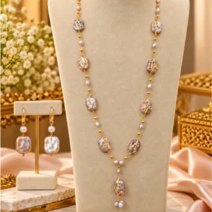 Royal Freshwater Pearl Gold-Plated Tone Long Necklace Set